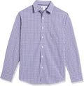 Amazon Essentials Men's Regular-Fit Long-Sleeve Casual Poplin Shirt, Button Front, Business Casual, Collared Regular Fit Blue Purple Gingham X-Large