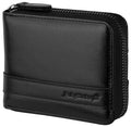 Admetus Men's Genuine Leather Short Zip-around Bifold Wallet Black-1825