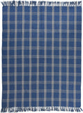 Creative Co-Op Recycled Cotton Blend Throw Blanket with Fringe, Blue Plaid