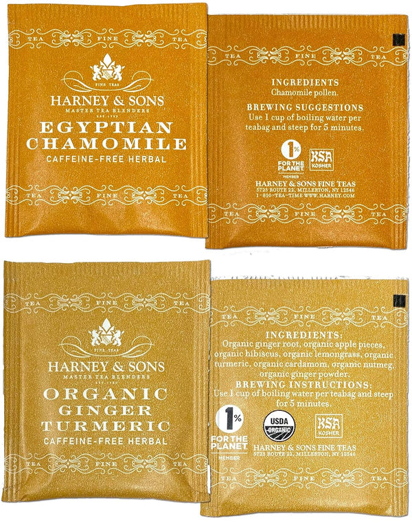 Harney & Sons Assorted Tea Bag Sampler 40 Count Ã¢ÂÂ Harney Decaf Tea Bags Variety Packs, Herbal Tea Bundle Caffeine Free Tea
