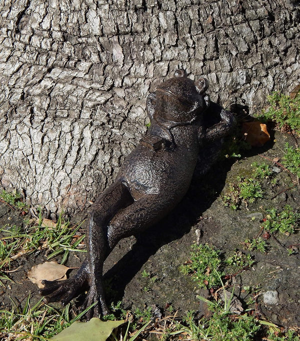 Bellaa 25686 Napping Frog Statue Relax Resting Meditating Zen Garden Buddha Sculpture Yoga Contented Talisman Gift Feng Shui Vastu Figurine 12 Inch