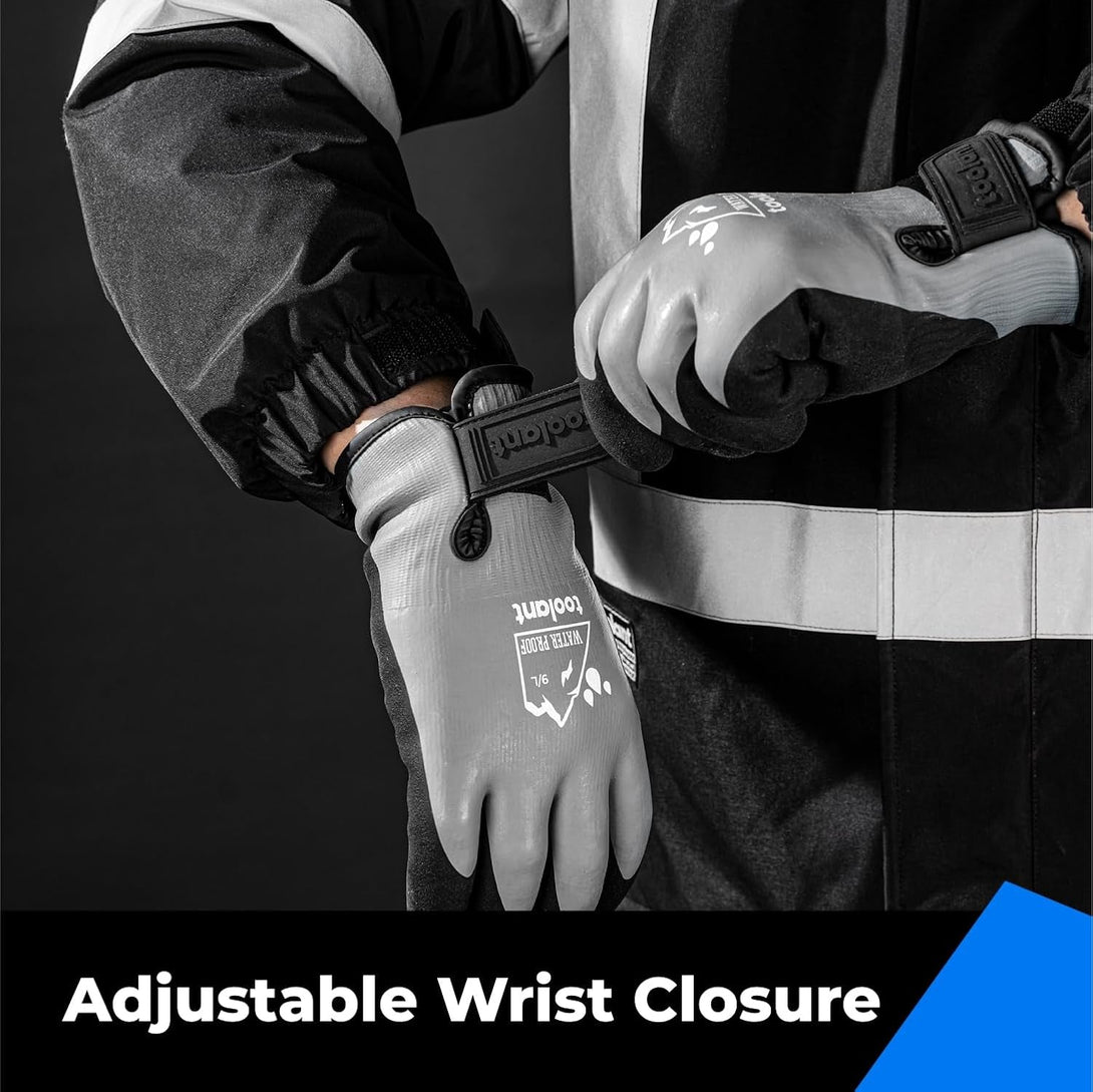 100% Waterproof Gloves for Men and Women, Winter Work Gloves for Cold Weather, Touchsreen, Thermal Gloves for Freezer Work, Fishing and Gardening, with Grip, Grey, X-Large