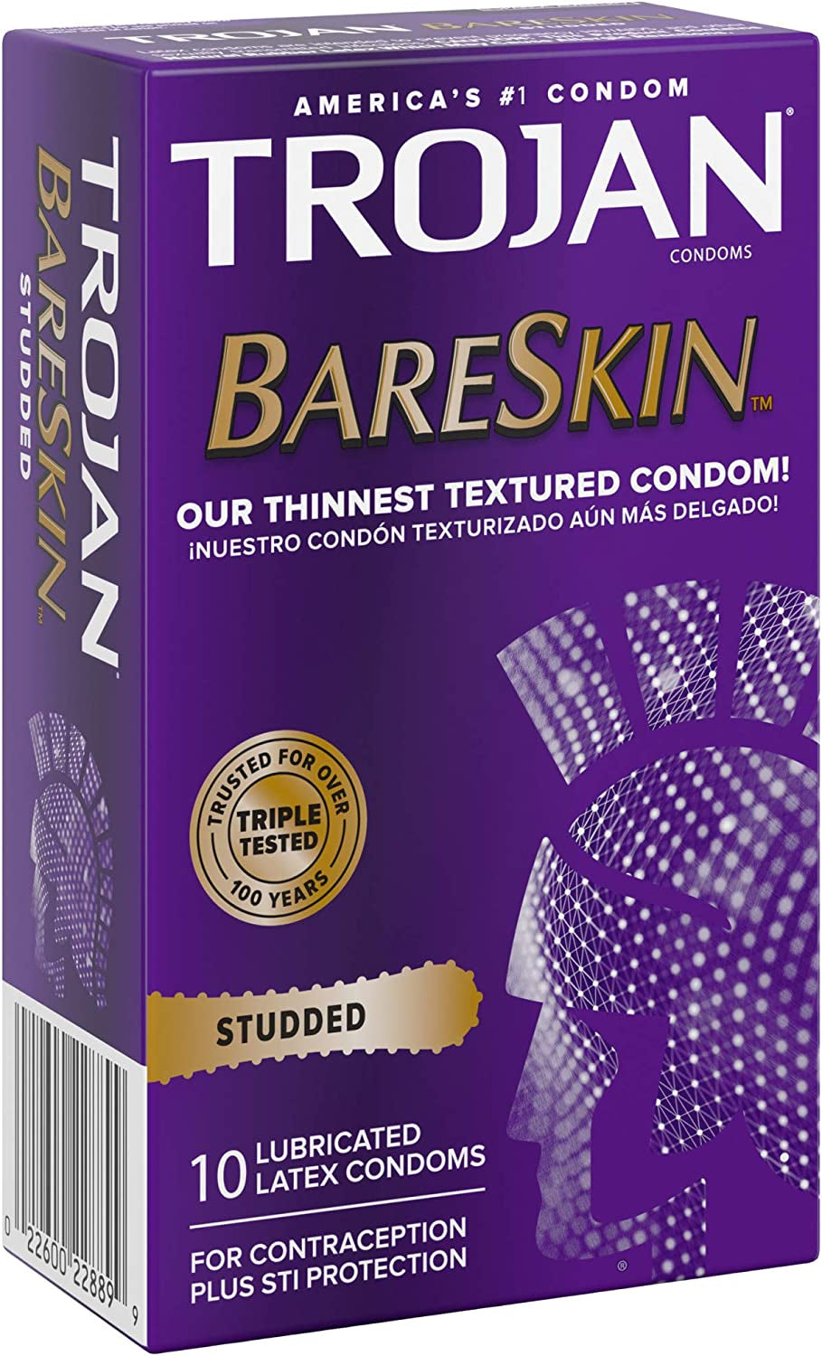 Trojan Studded Bareskin Lubricated Condoms - 10 Count