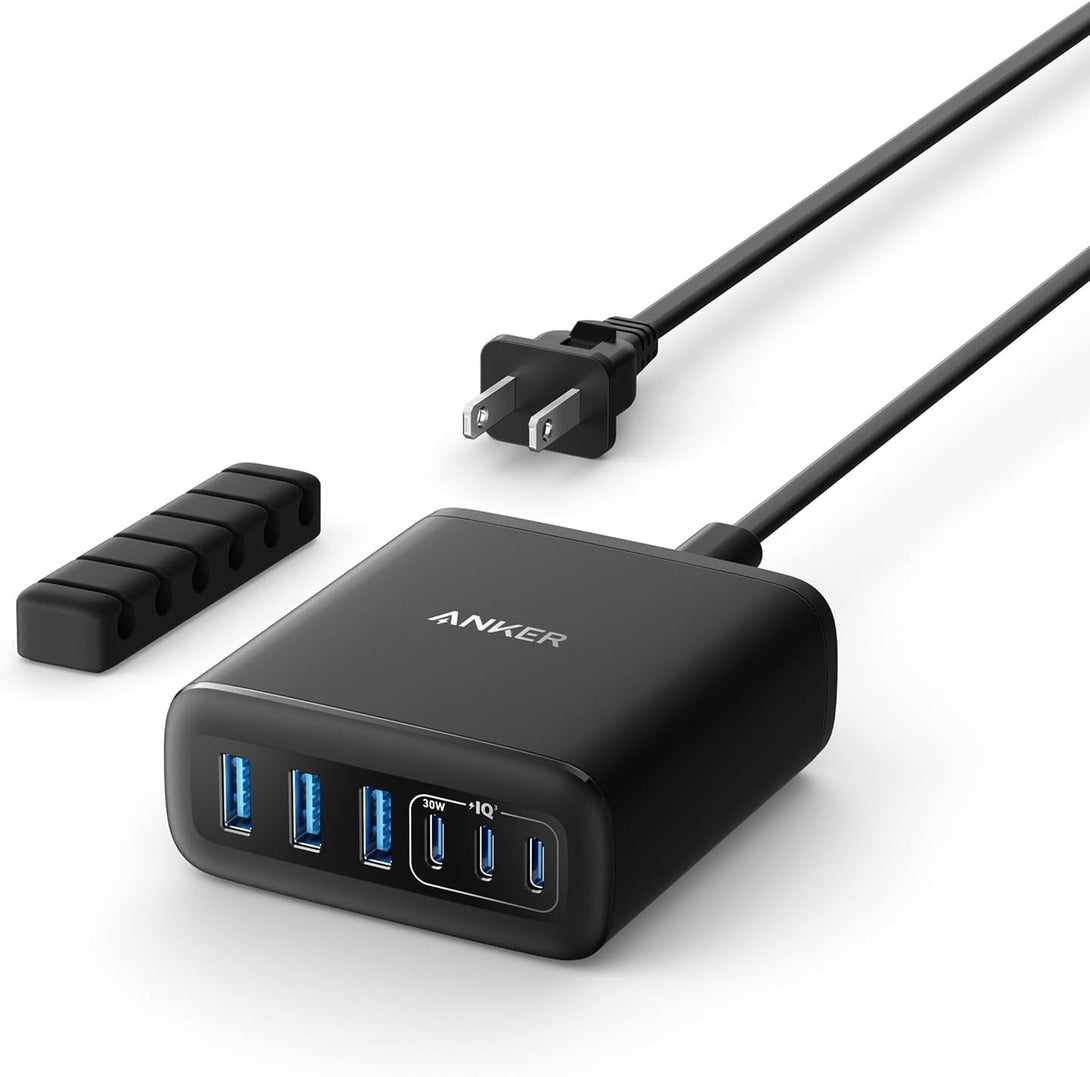 Anker Desktop Charger, Fast Charging USB C Charger, 112W Max 6-Port Charging Station, for Iphone, Ipad, Macbook, Samsung and More (Cable Not Included)