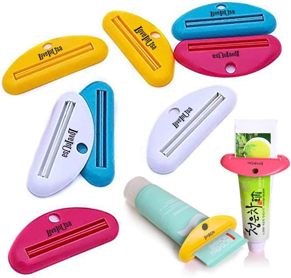 LOVEINUSA Toothpaste Tube Squeezer Dispenser- 4 Pack Random Colors