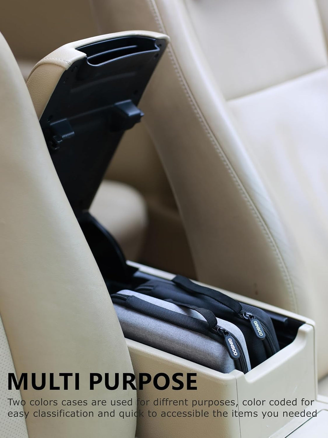 Ginsco Hard Shell Protection Case Electronic Accessories Organizer Pouch for Macbook Air/Pro Adapter Chargers Cables Power Bank, for Sandisk Portable SSD Flash Disk SD Card (Black)