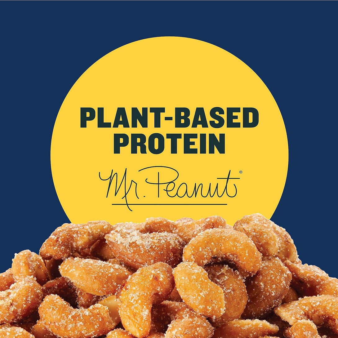 PLANTERS Deluxe Honey Roasted Whole Cashews, Party Snack, Plant-Based Protein, after School Snack, Sweet and Salty Snack Nuts, Quick Snack for Adults, Flavored Cashews, Kosher, 8.25Oz Canister