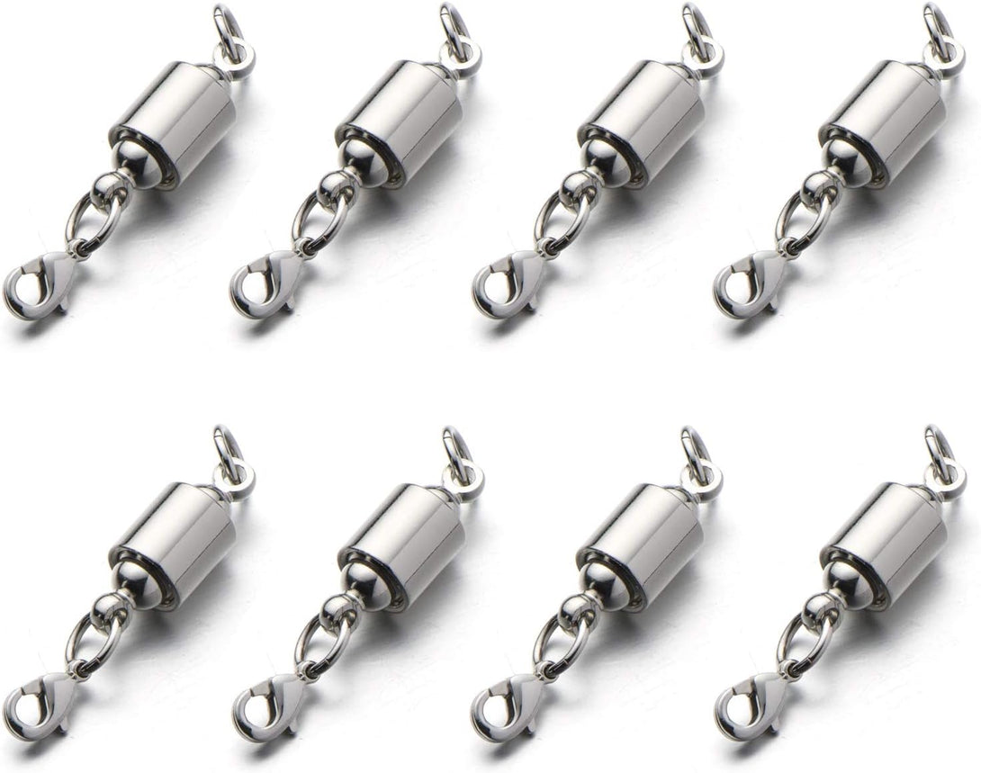 Zpsolution Screw Locking Magnetic Necklace Clasps and Closures Safety Easy Jewelry Clasps 6Mm Light and Small Keep the Clasp in Back 8Pcs Silver