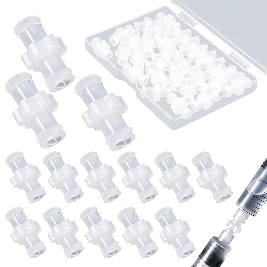 AIEX 30Pcs Syringe Adapter, Female Luer Syringe to Syringe Transfer Joint Lock Connector to Syringe Coupler Adapter Lock Connector Kit