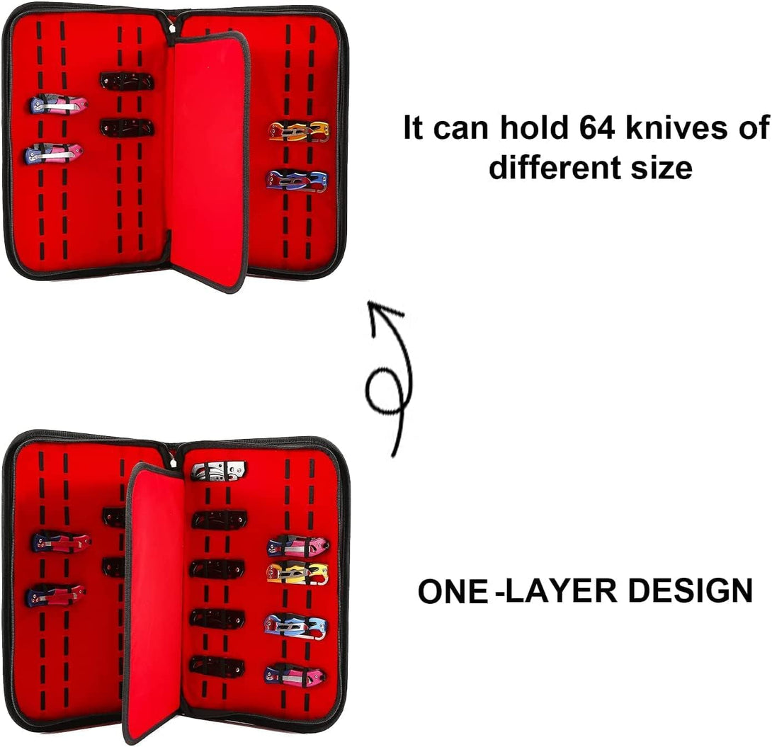 HERSENT Pocket Knife Storage Case,Folding Knife Pouch Carrier Holder,40 Slots Small Knife Carrying Cases,Versatile Knife Collection for Survival,Tactical,Outdoor,Edc Mini Knife