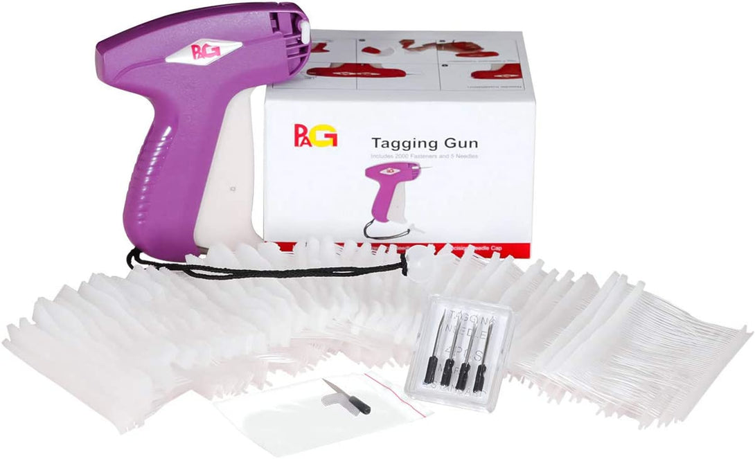 PAG Standard Tagging Gun Price Tag Attacher Gun for Clothing with 5 Needles and 2000 2Inch Barbs Fasteners, Purple