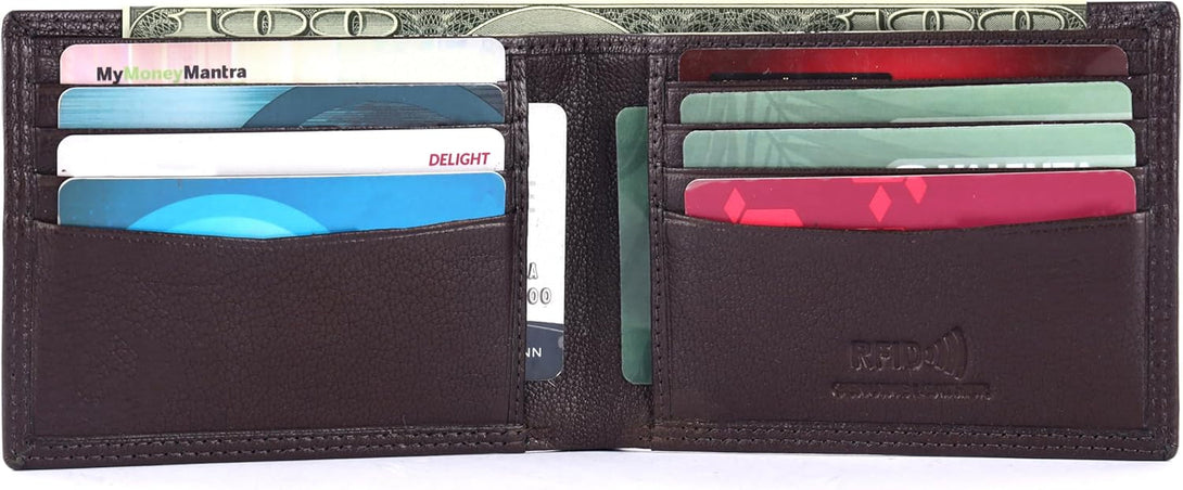 ASAD Genuine Leather Wallet for Men | Slim, Stylish, Genuine Leather Double Stitched RFID Blocking Bifold Stylish | Bifold Wallet with 8 Card Slot | Gift for Him | Brown