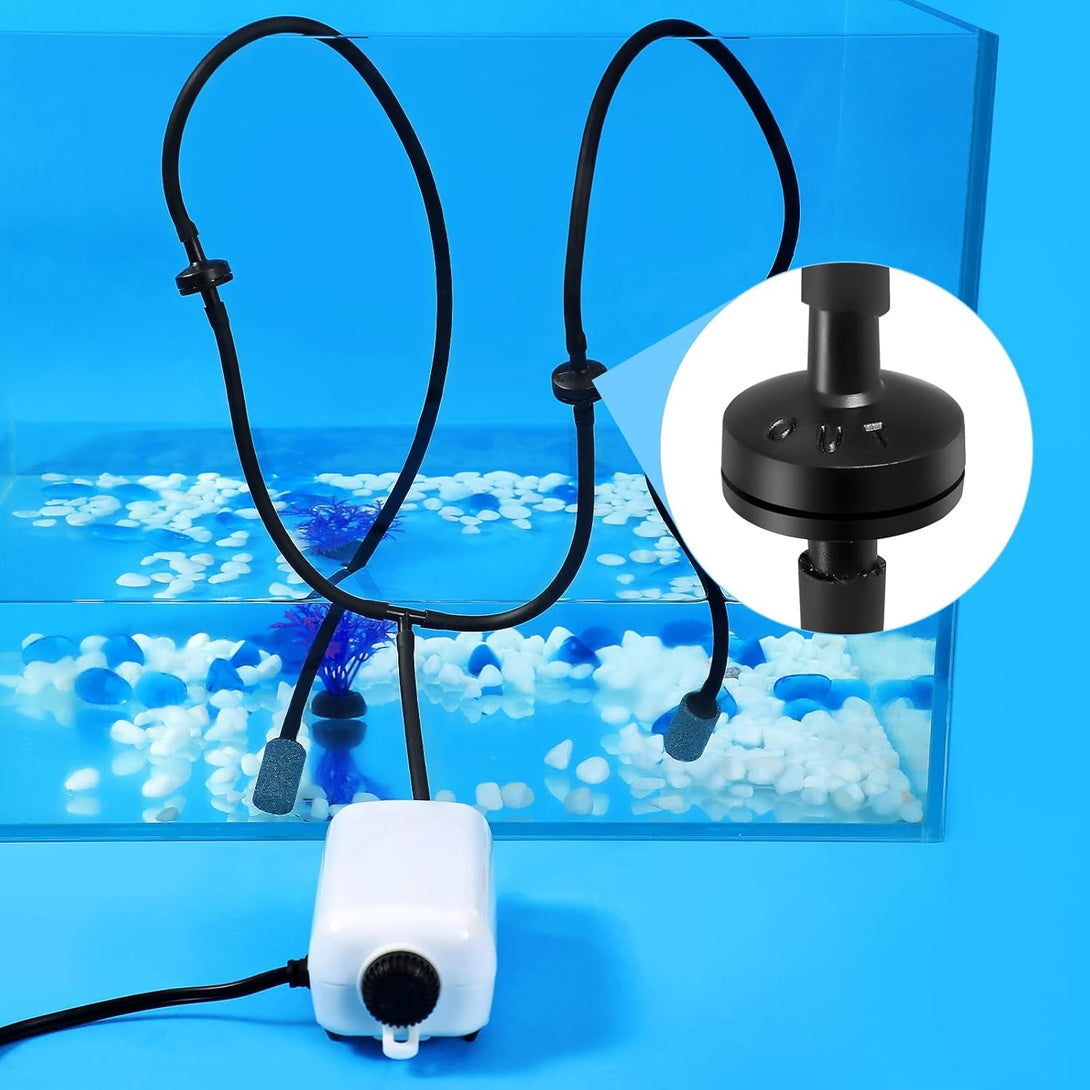 AQUANEAT 25 Feet Aquarium Airline Tubing, Standard 3/16" Tubing, Air Pump Accessories,With Air Stones, Check Valves, Suction Cups and Connectors (Black)