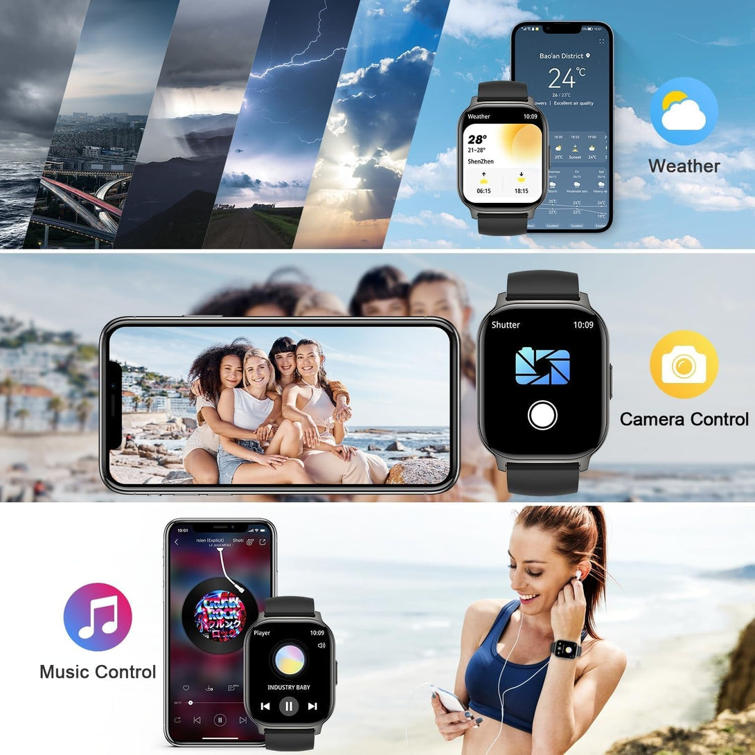 Smart Watch for Men Women Fitness: Make/Answer Call Smart Watches for Men Digital Mens Watches Running Waterproof Smartwatch Android Phones Iphone Samsung Compatible Heart Rate Monitor Step Tracker