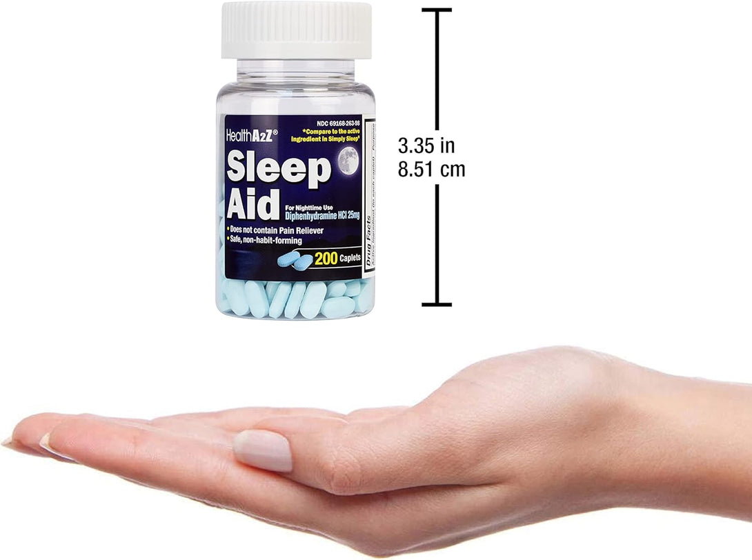 Healtha2Z Sleep Aid 200 Caplets | Diphenhydramine Hcl 25Mg | Regular Strength Sleeping Pills | Safe & Non-Habit-Forming