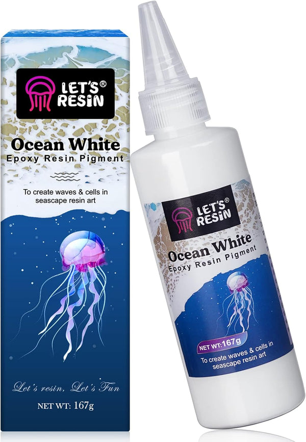 LET'S RESIN Ocean White Epoxy Resin Pigment 167G/5.89Oz, High Concentrated Pigment Paste for Epoxy Resin & UV Resin, UV Resistant Opaque Pigment for Creates Cells & Lacing, 3D Flower Resin Coasters