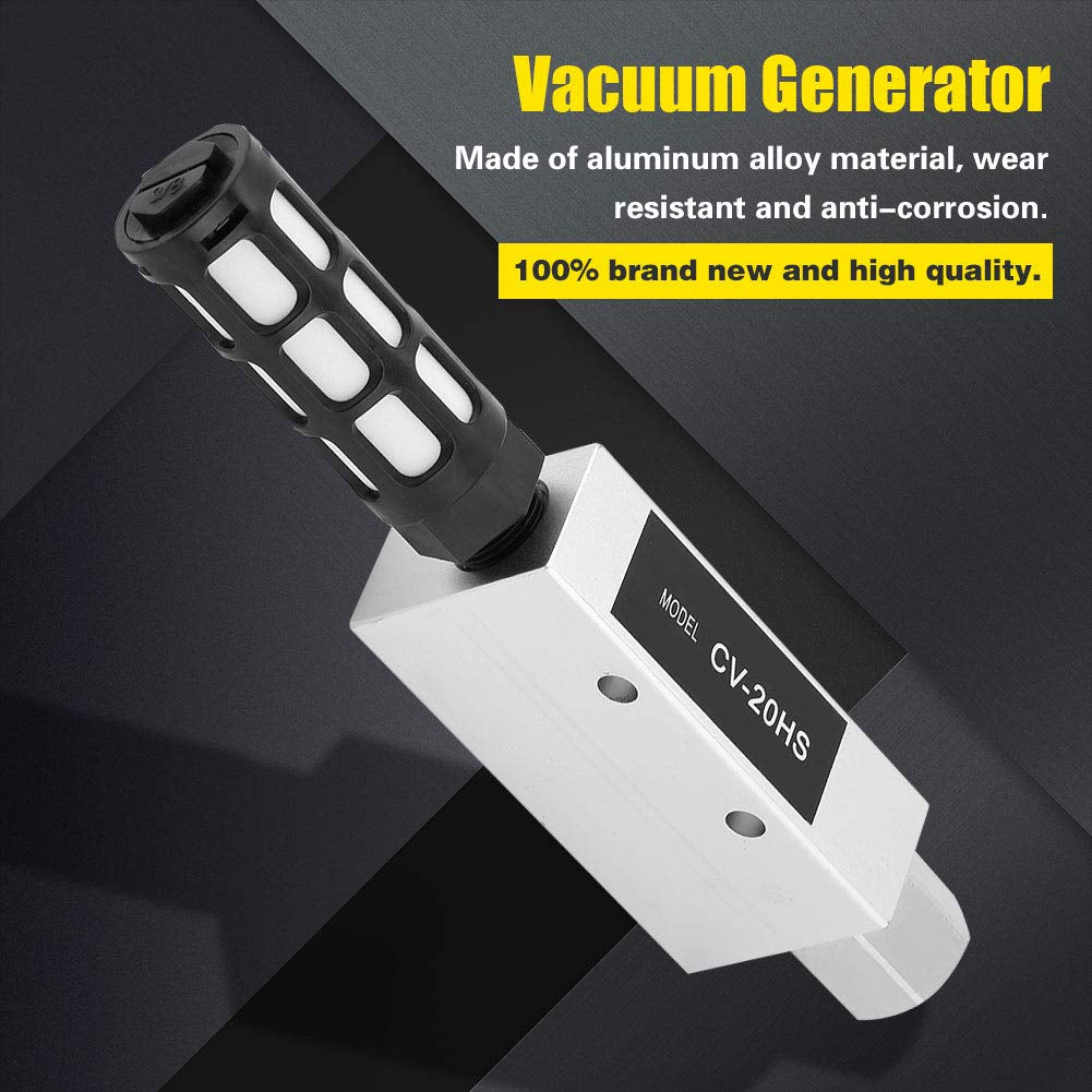 CV-20HS Rp1/4 Vacuum Generator with Silencer,Aluminum Alloy Vacuum Generator Valve,2.0Mm Vacuum Ejector,Wear Resistant