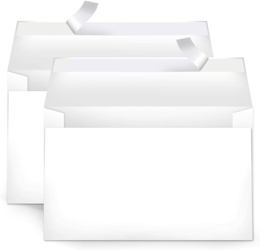 Amazon Basics A9 Blank Invitation Envelopes with Peel and Seal Closure, 5-3/4 X 8-3/4 Inches, White - Pack of 100