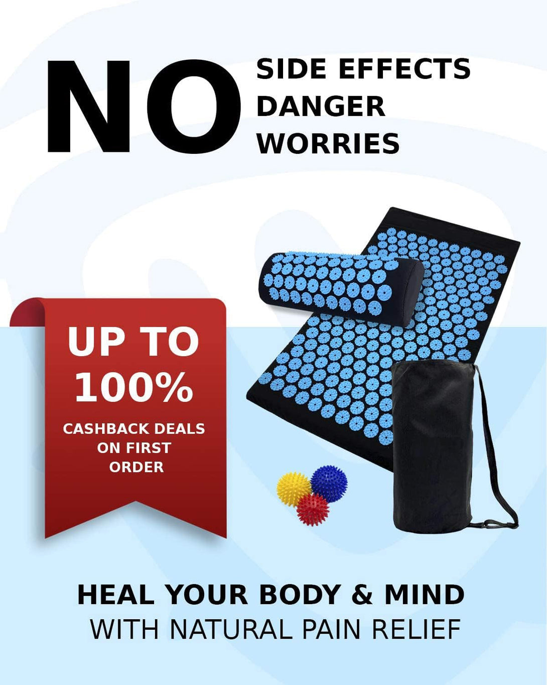 Acupressure Mat and Pillow Set for Lower Back Pain Relief & Muscle Relaxation - Acupuncture Mattress + Spiky Ball Massage Set for Back, Neck & Sciatic Nerve Pain - Relieves Tension at Pressure Points