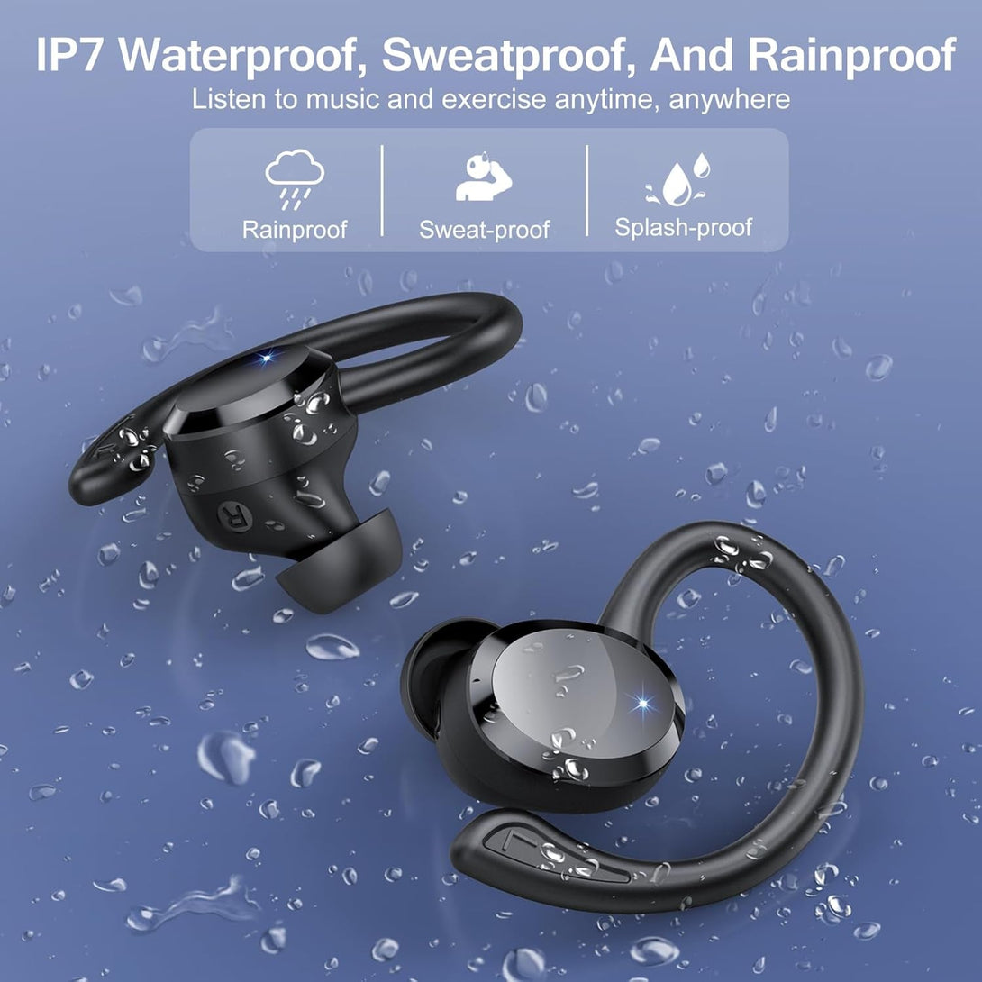 Wireless Earbuds, Earbuds Bluetooth 5.4, Bluetooth Headphones 68Hrs Playtime Sport Earphones with LED Display ENC Noise Cancelling Mic, IPX7 Waterproof Earphones with Hook for Sports/Workout/Running