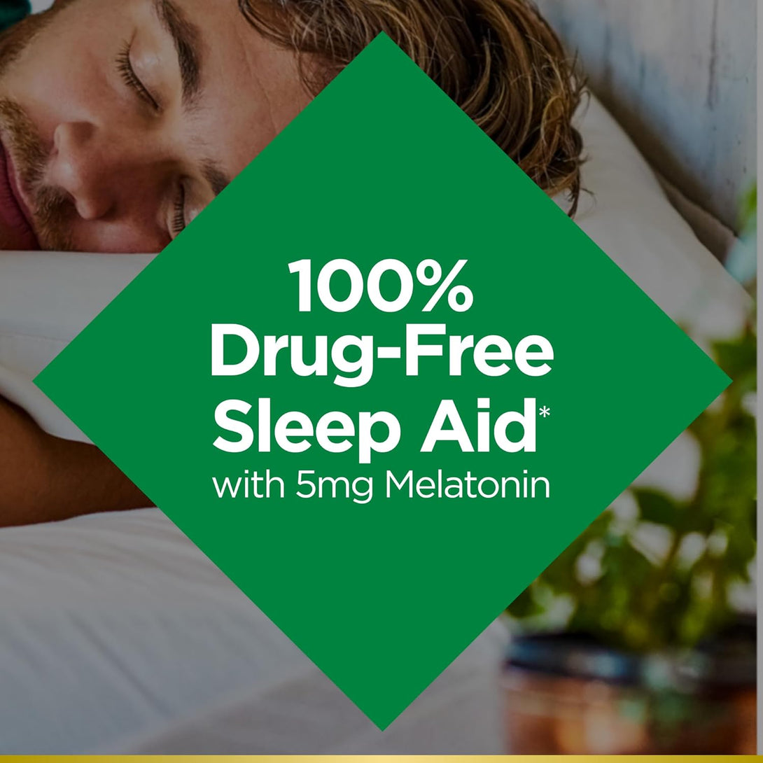 Nature'S Bounty Melatonin 5Mg, 100% Drug Free Sleep Supplements, Quick Release and Extended Release, Promotes Relaxation and Sleep Health, 90 Bi-Layer Tablets