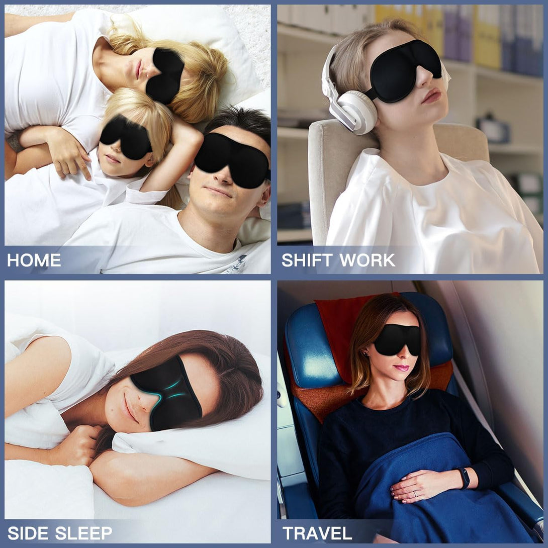 Sleep Mask for Women Men, Ultrathin Light Blocking Sleeping Mask, No Pressure on Eyes 3D Contoured Blindfold, Soft Comfort Eye Shade Cover for Travel/Naps/Yoga/Shift Work.（Black）