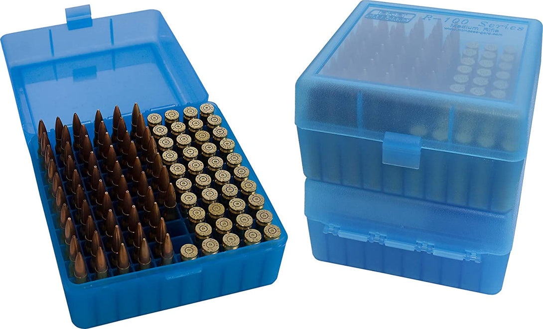 MTM 100 round Flip-Top Rifle Ammo Box 22-250, 308 Win, 243