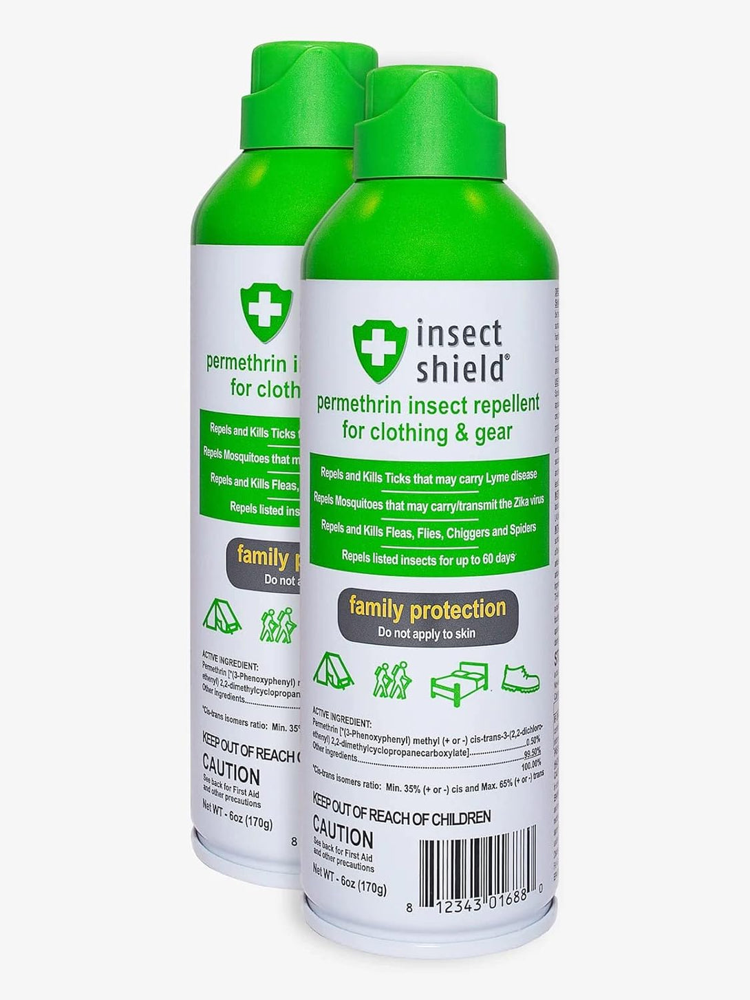 Insect Shield Premium Permethrin Spray Insect Repellent for Clothing, Gear, Tents, Last up to 60 Days, Clear 6 Oz Aerosol (Pack of 2)