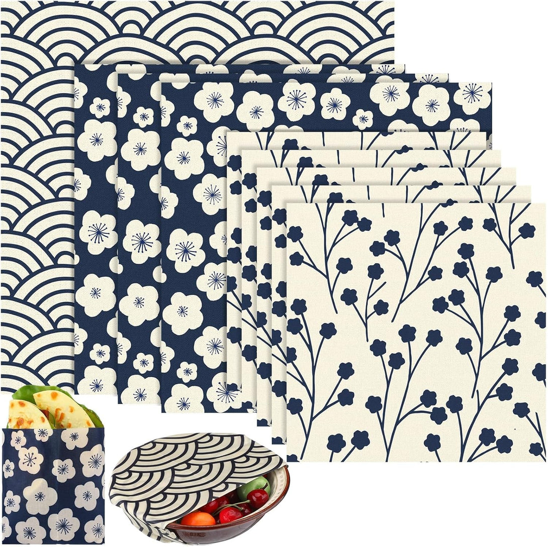 9 Pack Japanese Reusable Beeswax Wraps for Food Eco-Friendly Beeswax Wraps Bread Sandwich Wrapper Organic Sustainable Zero Waste Reusable Plastic-Free Food Storage Wrap 1 XL 3 Medium 5 S