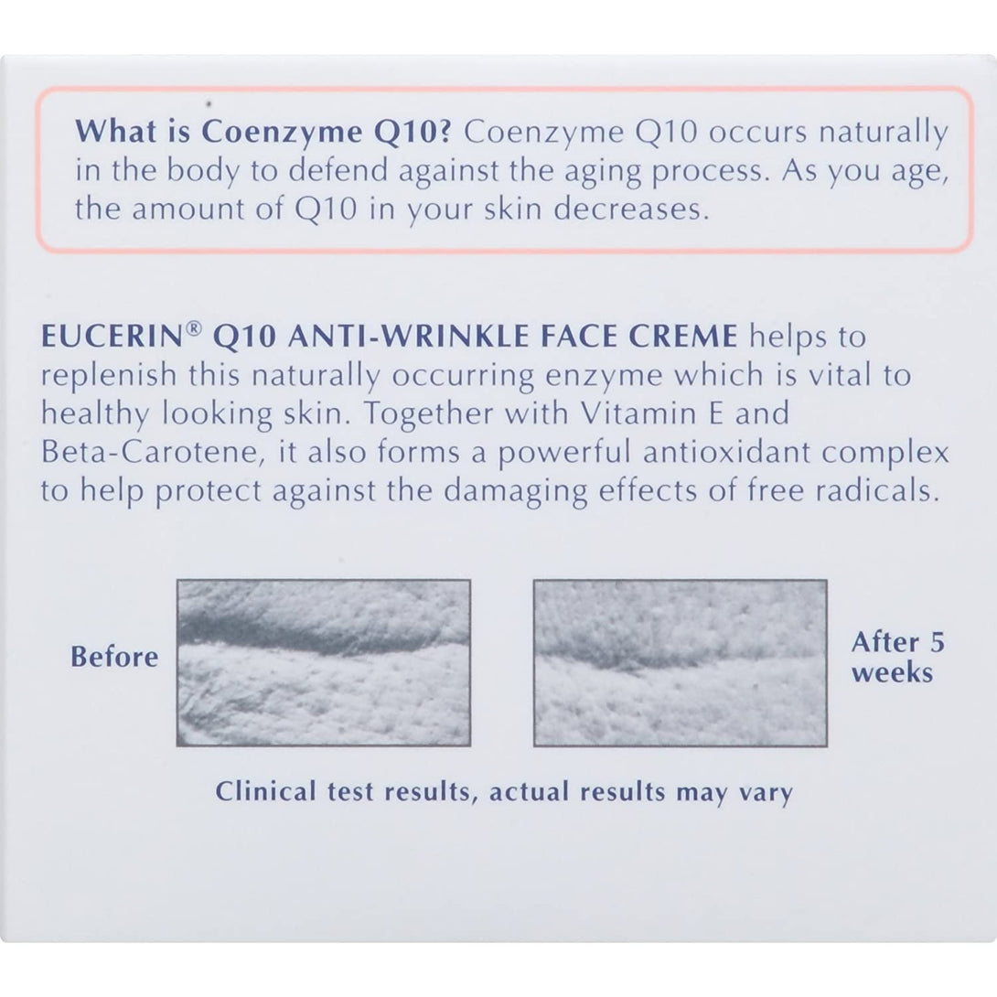 Eucerin Q10 Anti-Wrinkle Face Cream, Unscented Face Cream for Sensitive Skin, 1.7 Oz Jar