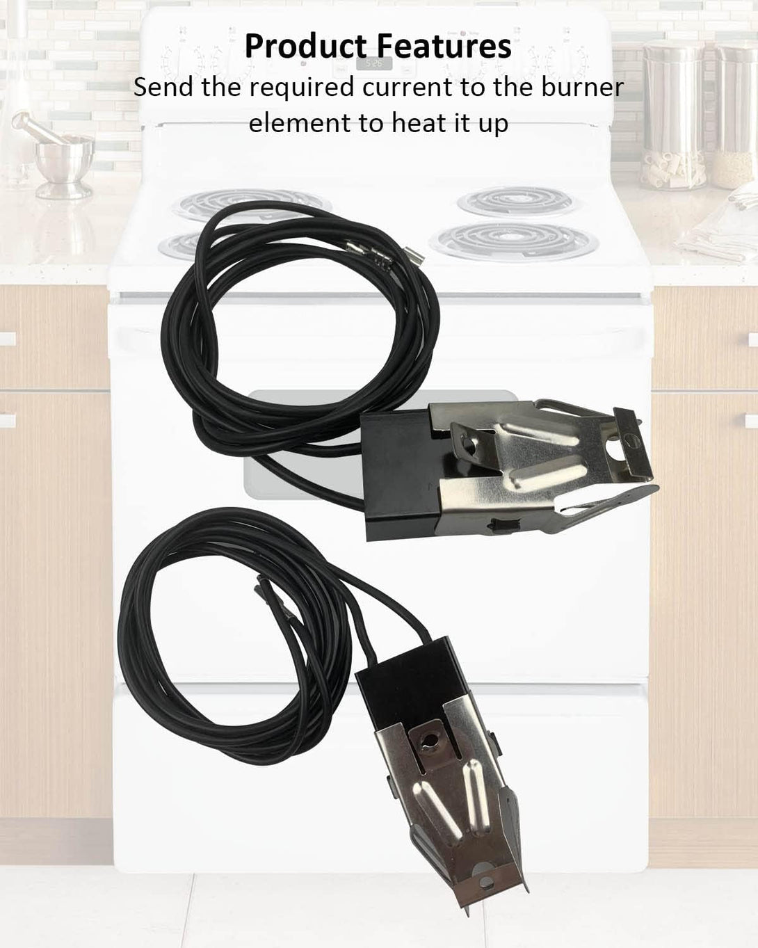 2Pack WB2X8228 Element Receptacle and Wire Kit Fit for GE Electric Ranges Electric Stove Burners Parts Replaces AP2013499 PS242972