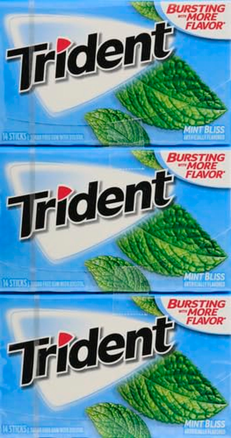 Trident Mint Bliss Sugar Free Gum, 12 Packs of 14 Pieces (168 Total Pieces)