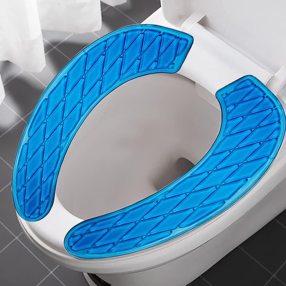 Gel Toilet Seat Cushion Portable and Washable Toilet Seat Cover Universal with Self-Adesive Design(Blue)