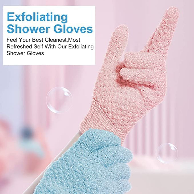 Yiclick Heavy Exfoliating Gloves, Exfoliating Body Scrubber for Bath Shower Exfoliation, Body Scrub Exfoliator for Dead Skin Remover, Exfoliate Sponge Loofah Washcloth Mitt Men Women (4Pink)