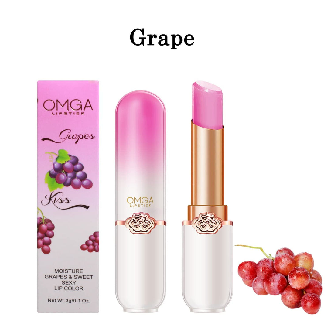 6 Pcs/Set Peach Aloe Vera Strawberry Blueberry Avocado Grape Jelly Lipstick Set Temperature Change Moisturizer Flower Lip Stick Long Lasting Nutritious Lip Balm Magic Color Change Lip Gloss