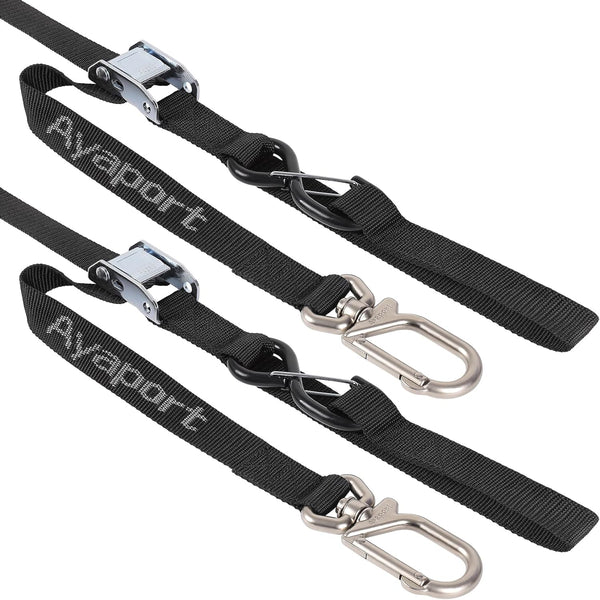 Ayaport Motorcycle Tie down Straps 1.1” X 7’ (With Swivel Carabiner Hooks) Cam Buckle Tie Downs, Handlebar Strap for Dirt Bike, Motor Bike, Kayak, Car, Truck, Boat, Cargo, Black (1.1" X7'-2Pcs)