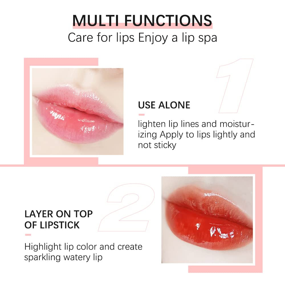 Hydrating Lip Glow Oil, Moisturizing Lip Glow Oil, Nourishing Glossy Transparent Lip Oil, Plumping Lip Oil, Lip Balm, Non-Sticky Tinted Toot Lip Balm for Lip Care