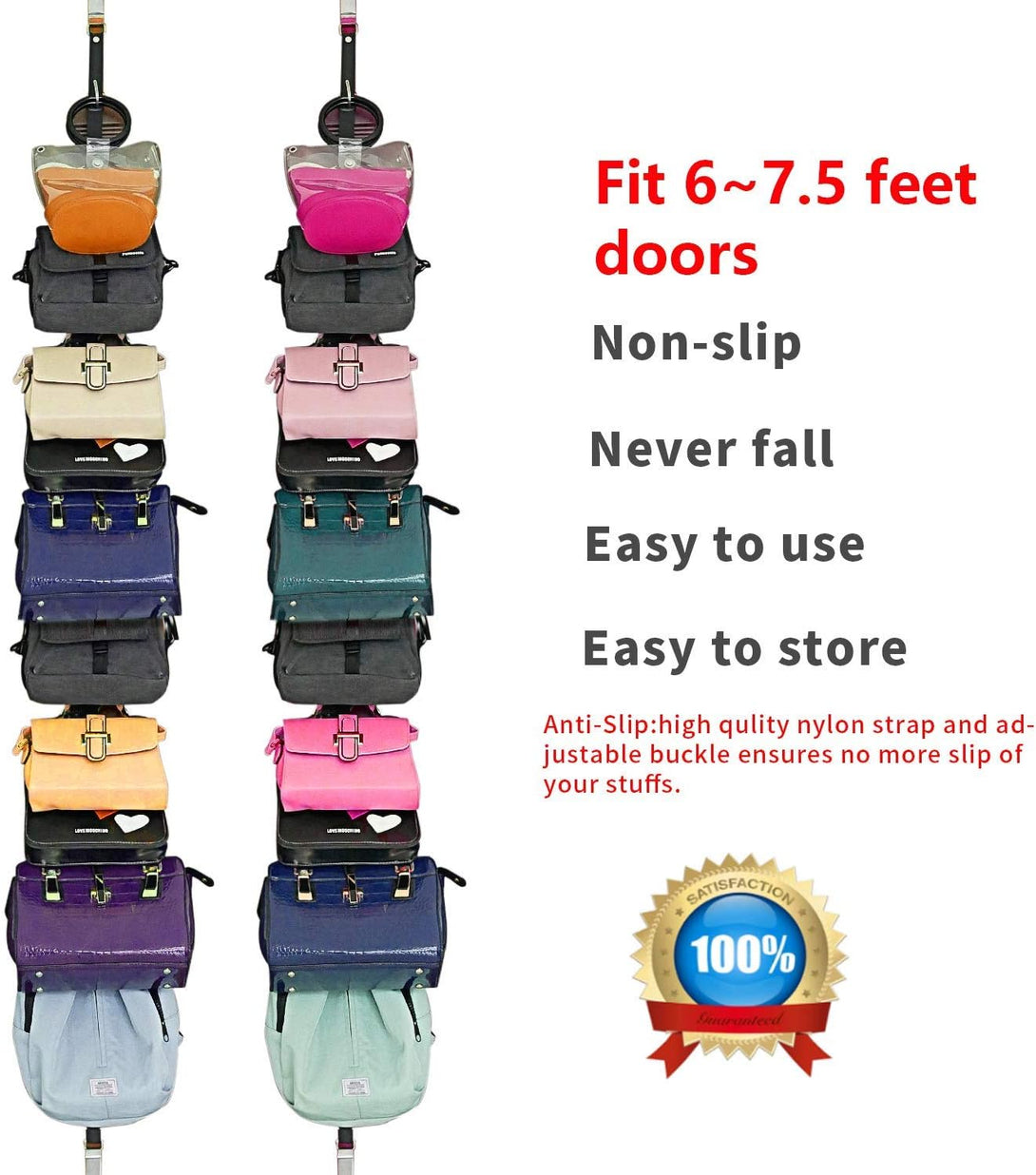 INOGIH Bag-Organizer Rack-Purse Handbag-Hanger Holder-Storage over the Door Closet(Rack for Handbags/2 Pcs Hold 20 Bags)