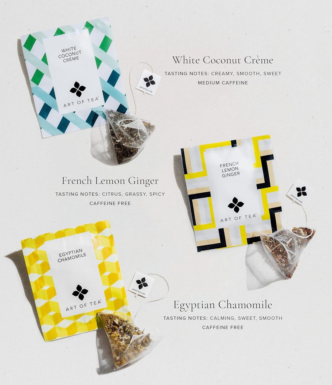 Art of Tea | Assorted Tea Bags Sampler Caffeinated and Non-Caffeinated| 12 Count Sampler Box