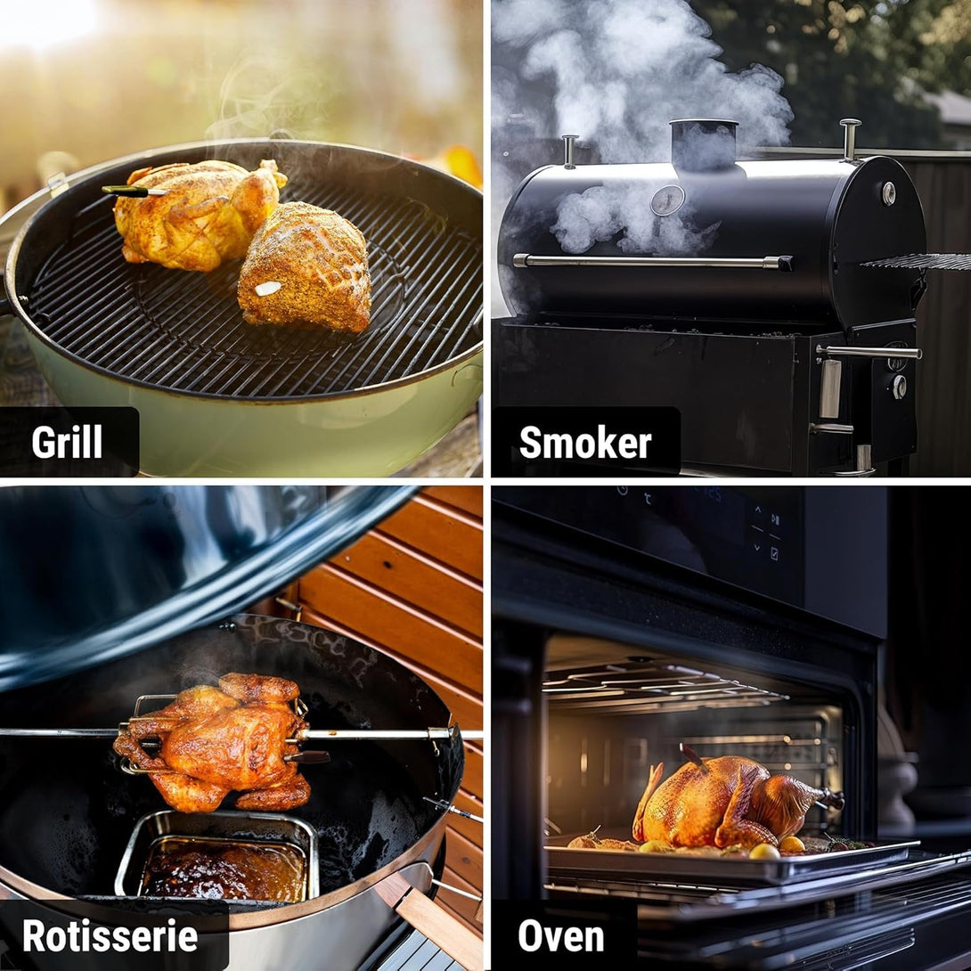 Thermopro Tempspike plus 600Ft Wireless Meat Thermometer with 2 Color-Coded Probes, Bluetooth Meat Thermometer with Lcd-Enhanced Booster for Food Cooking Grill Smoker, Fathers Day Gift for Him