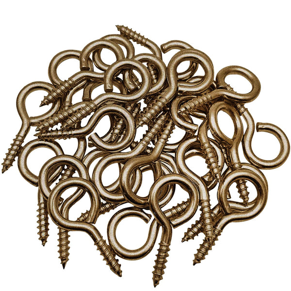 WANBAO Bronze 1 Inch 100 Pcs Small Screw Eyes Metal Screw Hooks Ring Screws Fasteners Hardware Tools