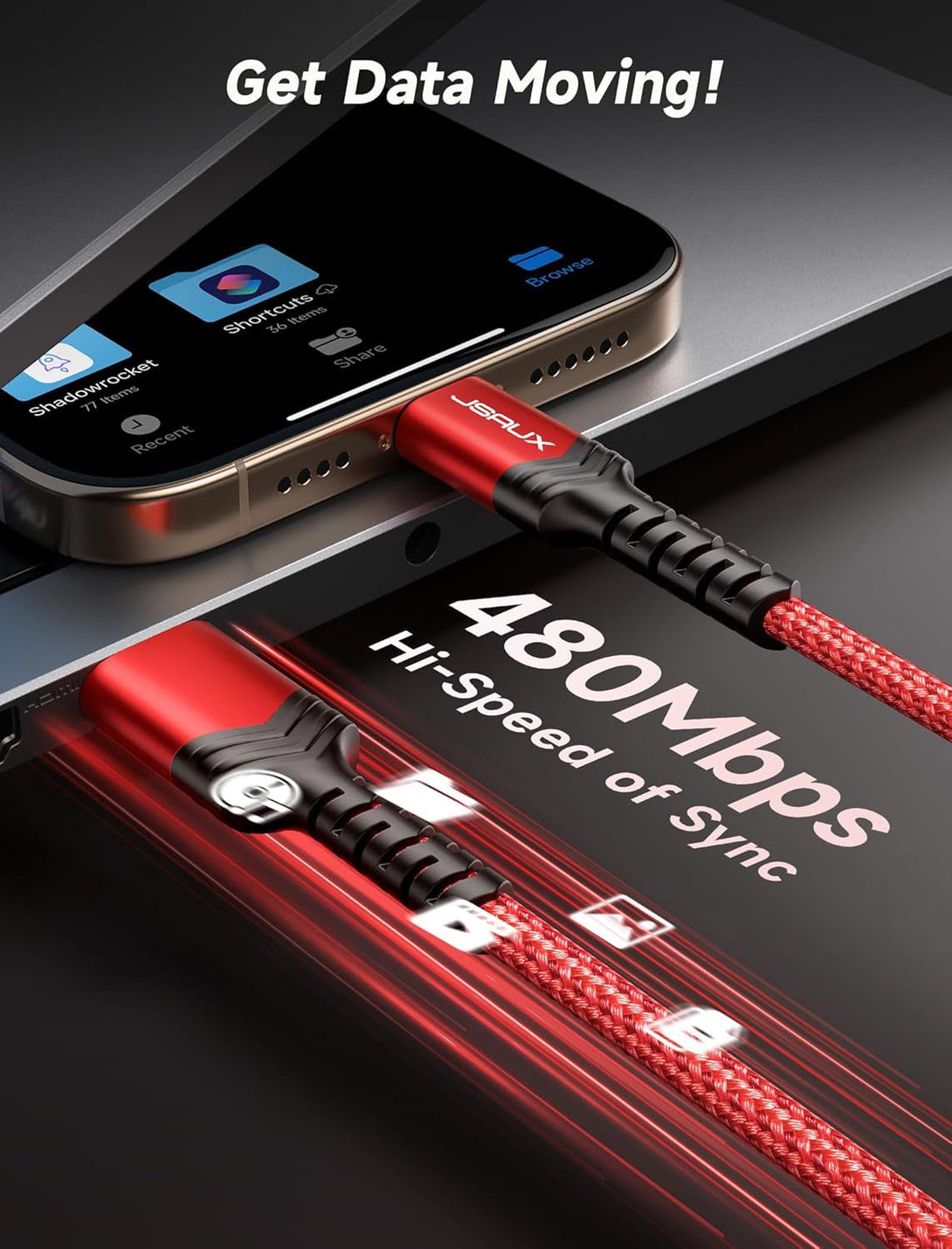 JSAUX USB C Cable [2-Pack 6.6Ft], USB a to USB Cord 3.1A Fast Charging Compatible with Iphone 16/16 Plus/16 Pro/16 Pro Max/Iphone 16E/Iphone 15 Series, Samsung S20 S10 S9, Note 20 10, Car Play - Red