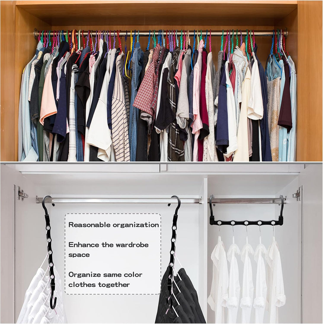 College Dorm Room Essentials Closet Organizer,12 Pack Stronger Closet Organizers and Storage Clothes Hanger with 5 Holes Closet Storage for Heavy Clothes,Magic Closet Organization Space Saving Hangers