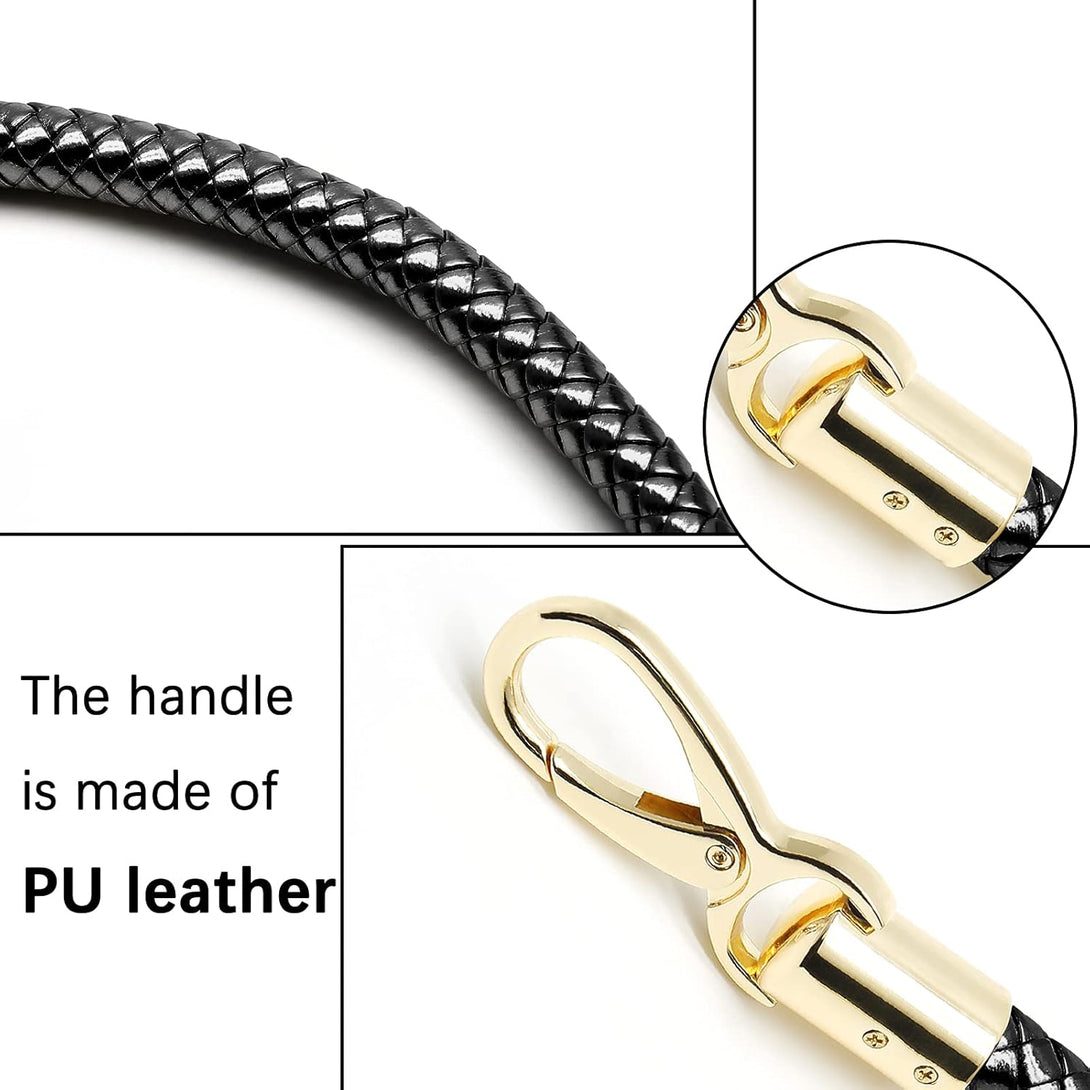 Piutouyar 2 Pcs 52Cm/20 Inch Replacement Braided Purse Straps PU Leather Handbag Handles with Gold Spring Buckle for DIY Bag Accessories(Black)