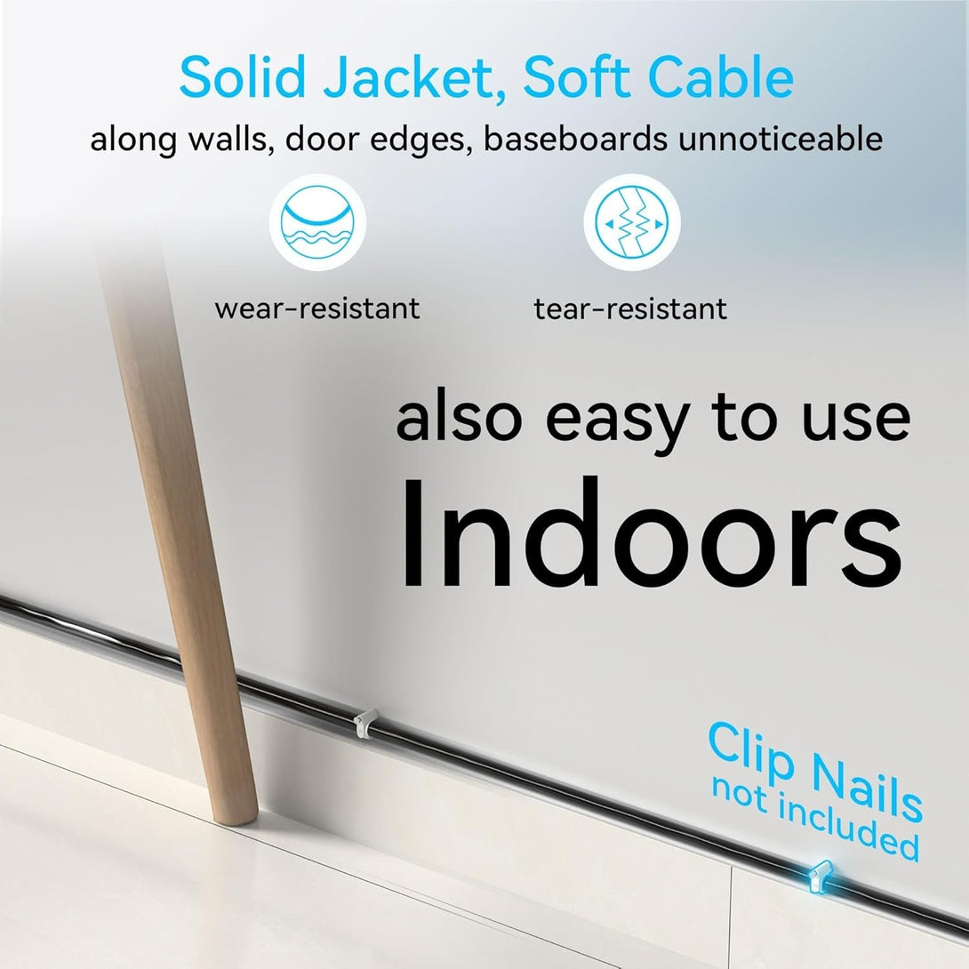 Cat6A Ethernet Cable Slim 150Ft Outdoor&Indoor, 28AWG Pure Copper Cat6 Internet Cable for Waterproof & Direct Burial, Flexible Cat6 Ethernet Cable 10G 550MHZ, Cat 6 Network Cable for Indoor Black