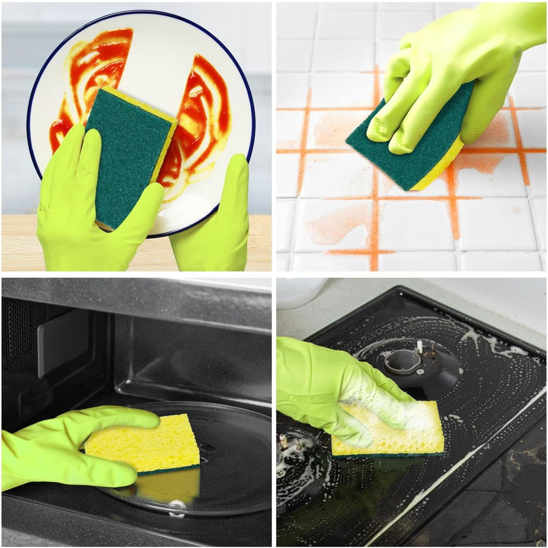 24 Pack Multi-Purpose Sponge Pads,Heavy Duty Scrub Sponges Effective Clean the Surface Stains,Can Be Used to Clean Kitchen,Pots,Bowls,Bathrooms,Tiles,Bathtubs,Walls a Good Helper for Home Cleaning