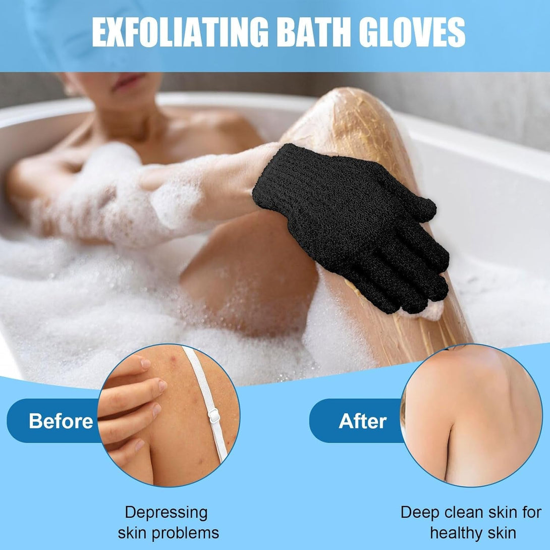 60Pcs Exfoliating Gloves Bulk, Exfoliating Body Scrubber Glove Exfoliator for Body Scrub Mitt, Bath Gloves for Shower Exfoliating Shower Gloves for Women Bathing Accessories Father'S Day Gifts(Black)