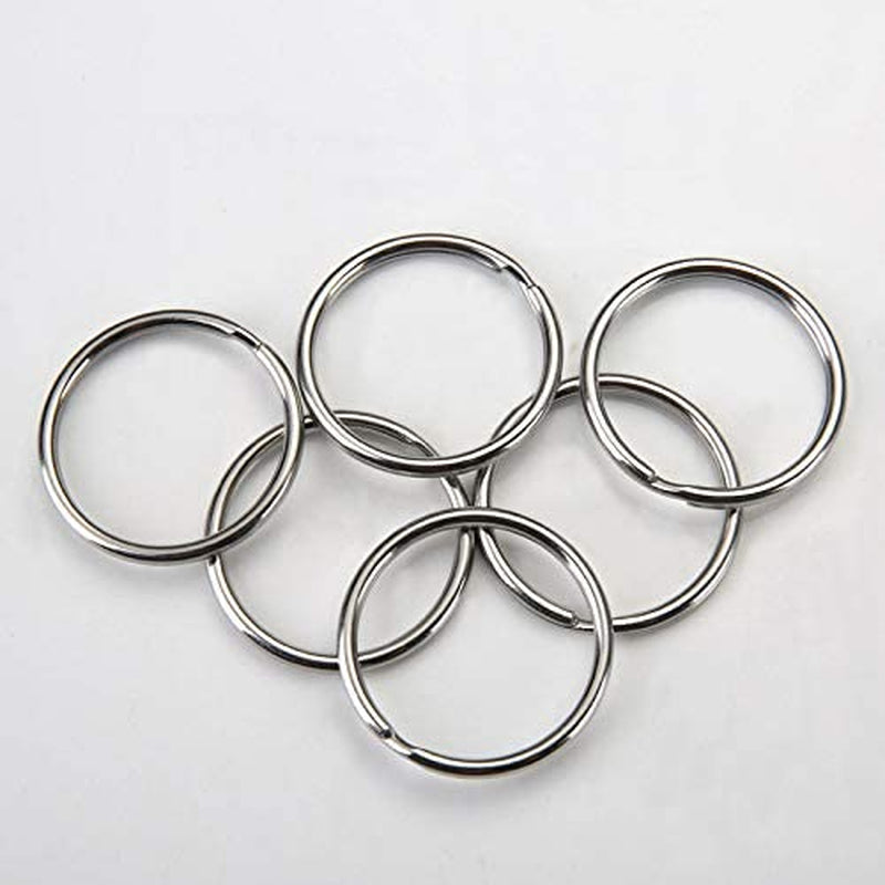 KINGFOREST 100-Pack Split Key Rings (1 Inch/25Mm) - Silver Nickel Metal Keychain Rings for Keys, DIY Crafts, Bags & Accessories - Durable Bulk Keyring Hardware with Smooth Edges