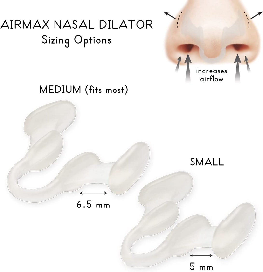 AIRMAX Nasal Dilator for Better Sleep - Natural, Comfortable, anti Snoring Device, Snoring Solution for Maximum Airflow and Easier Breathing (Medium - Clear)