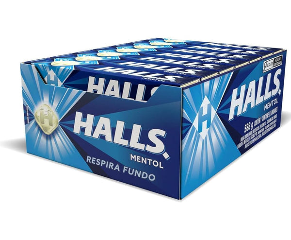 HALLS Drops Menthol Blue 588 Gr/ 20,74 Oz 21 Packs of 10 Drops (210 Total Drops)